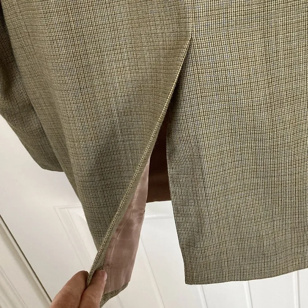 Lauren Ralph Lauren Mens‎ Silk Wool Blend 2 Button Blazer Size 44R Tan Plaid